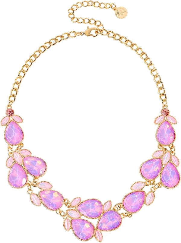Firstmeet Shiny Resin Water Drop Collar Necklace with Earrings - Image 46