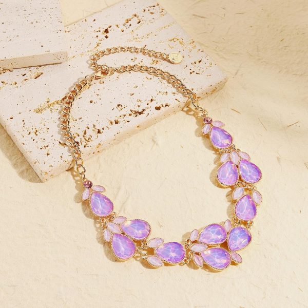Firstmeet Shiny Resin Water Drop Collar Necklace with Earrings - Image 47