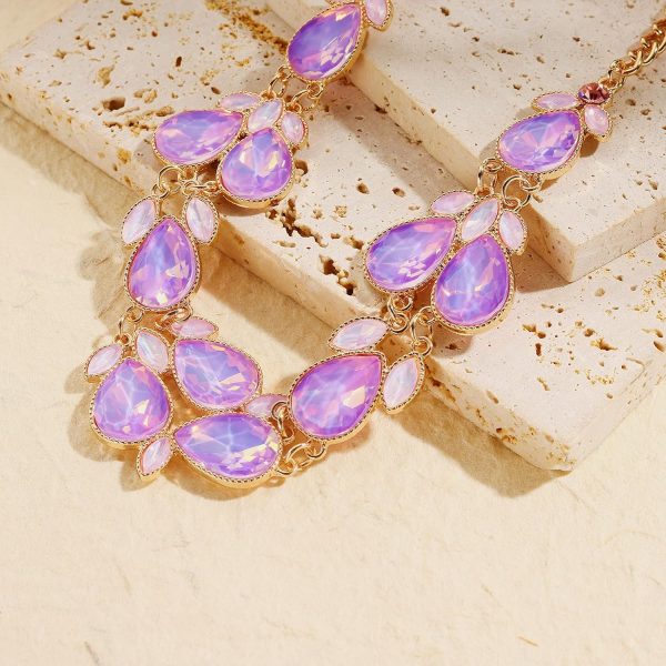 Firstmeet Shiny Resin Water Drop Collar Necklace with Earrings - Image 48