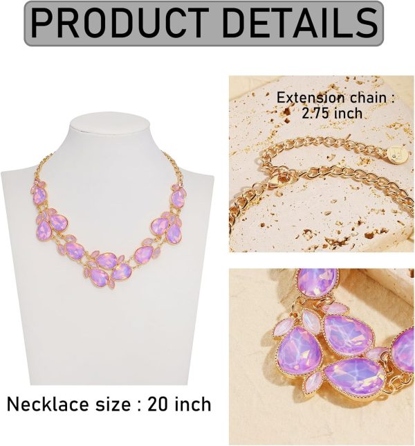 Firstmeet Shiny Resin Water Drop Collar Necklace with Earrings - Image 51