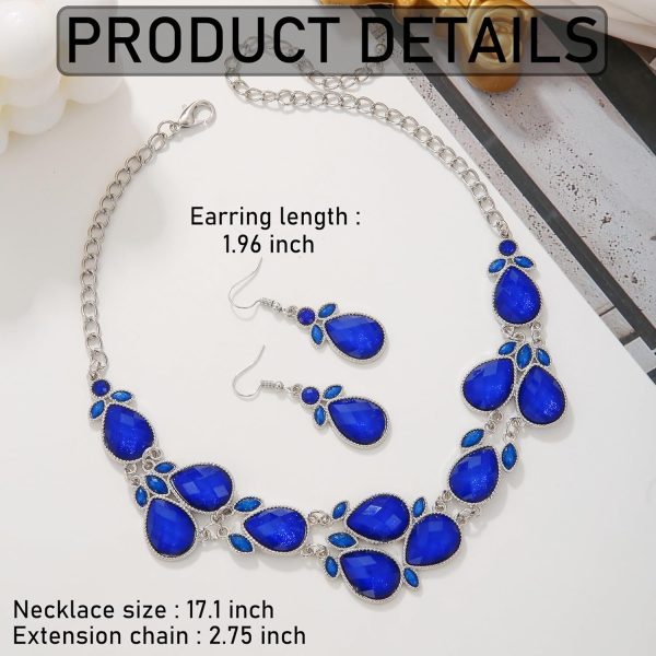 Firstmeet Shiny Resin Water Drop Collar Necklace with Earrings - Image 66