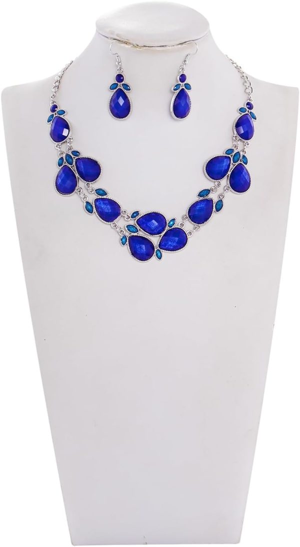 Firstmeet Shiny Resin Water Drop Collar Necklace with Earrings - Image 70
