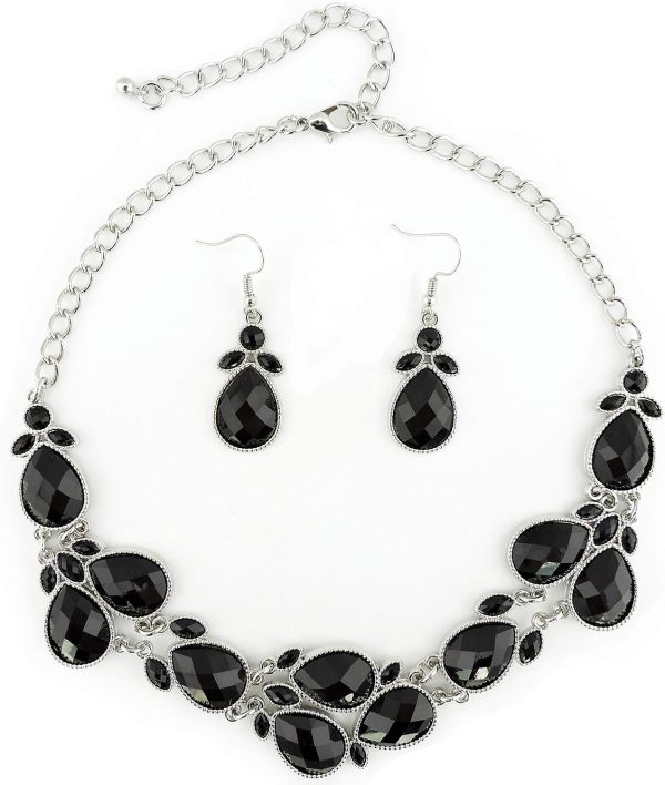 Firstmeet Shiny Resin Water Drop Collar Necklace with Earrings - Image 89