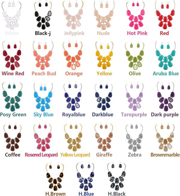 Firstmeet Chunky Bubble Statement Collar Necklace with Earrings for Women - Image 2