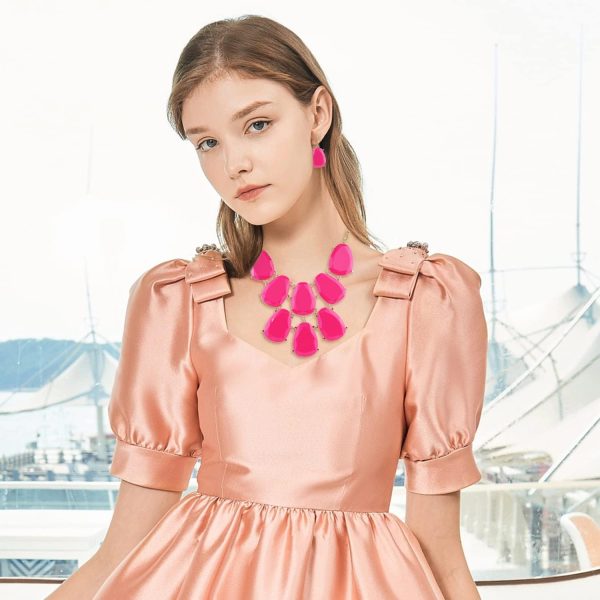 Firstmeet Chunky Bubble Statement Collar Necklace with Earrings for Women - Image 3