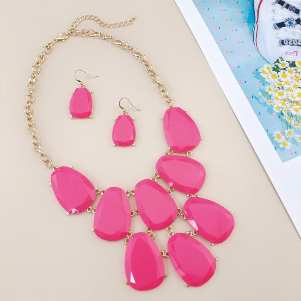 Firstmeet Chunky Bubble Statement Collar Necklace with Earrings for Women - Image 4