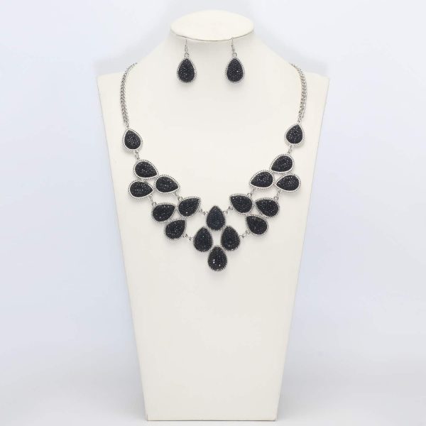 Firstmeet Shiny Resin Water Drop Collar Necklace with Earrings - Image 101