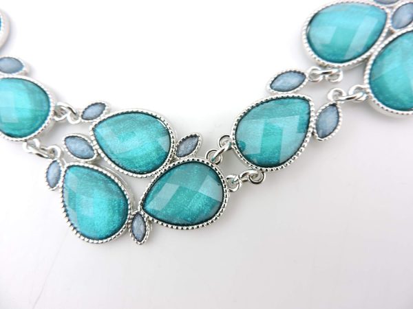 Firstmeet Shiny Resin Water Drop Collar Necklace with Earrings - Image 105