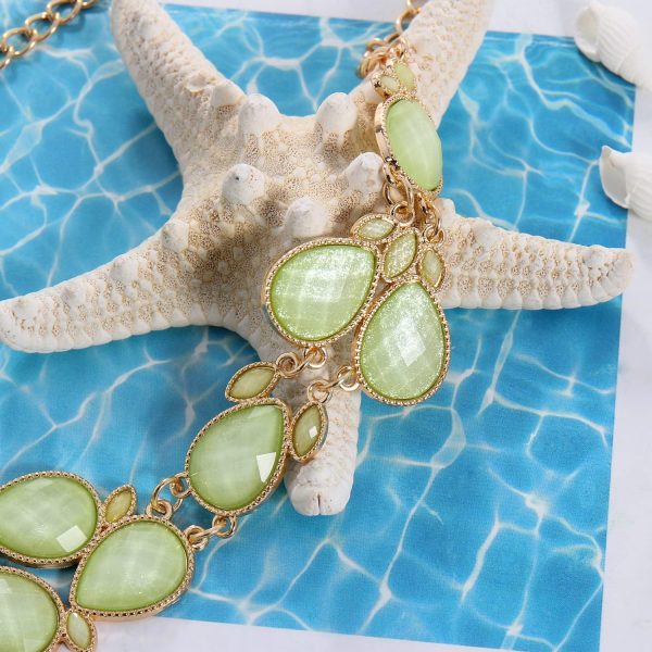Firstmeet Shiny Resin Water Drop Collar Necklace with Earrings - Image 118