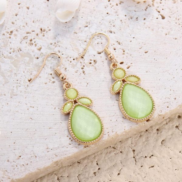 Firstmeet Shiny Resin Water Drop Collar Necklace with Earrings - Image 119