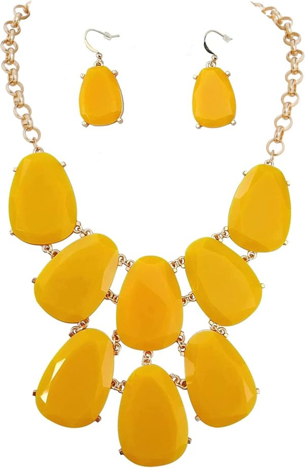 Firstmeet Chunky Bubble Statement Collar Necklace with Earrings for Women - Image 24