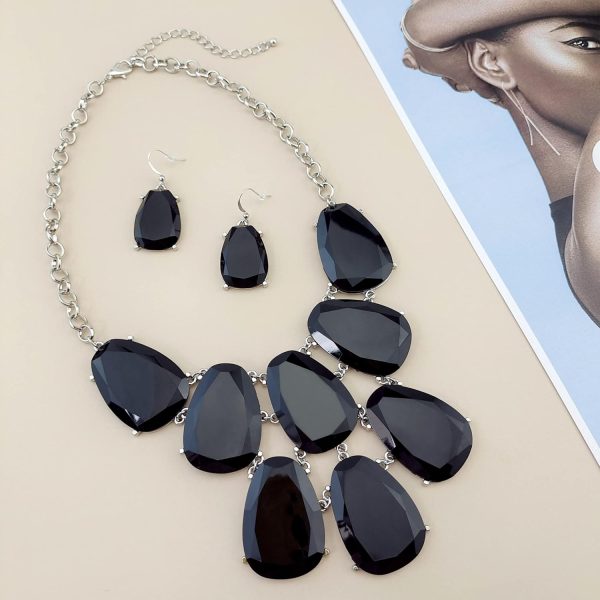 Firstmeet Chunky Bubble Statement Collar Necklace with Earrings for Women - Image 30
