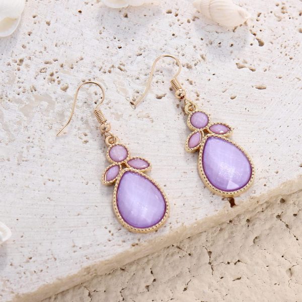 Firstmeet Shiny Resin Water Drop Collar Necklace with Earrings - Image 125
