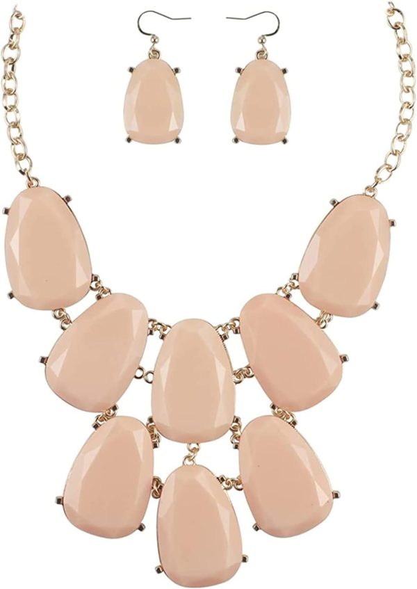 Firstmeet Chunky Bubble Statement Collar Necklace with Earrings for Women - Image 34