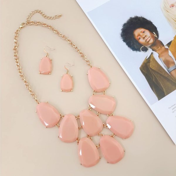 Firstmeet Chunky Bubble Statement Collar Necklace with Earrings for Women - Image 35