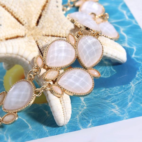 Firstmeet Shiny Resin Water Drop Collar Necklace with Earrings - Image 131