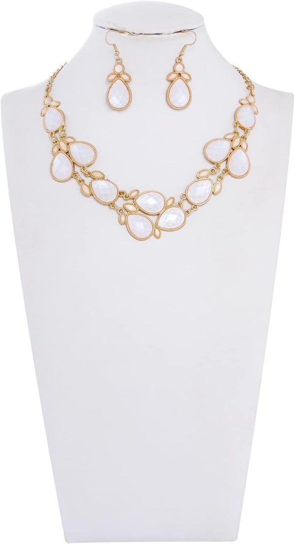 Firstmeet Shiny Resin Water Drop Collar Necklace with Earrings - Image 133