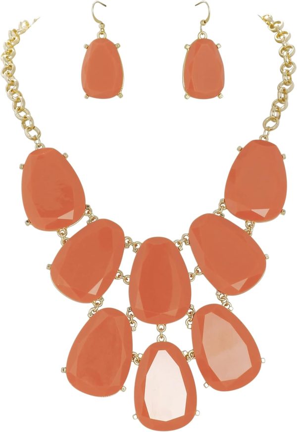 Firstmeet Chunky Bubble Statement Collar Necklace with Earrings for Women - Image 39