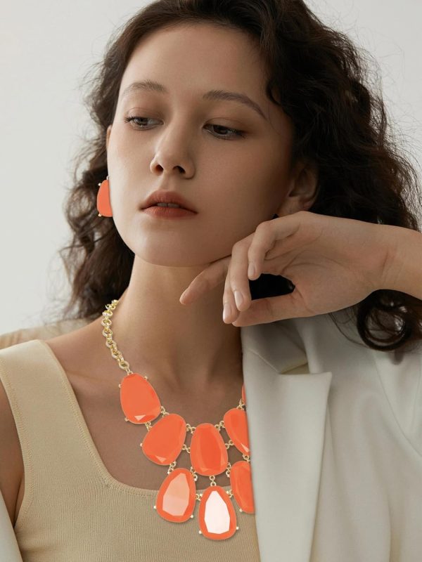 Firstmeet Chunky Bubble Statement Collar Necklace with Earrings for Women - Image 40