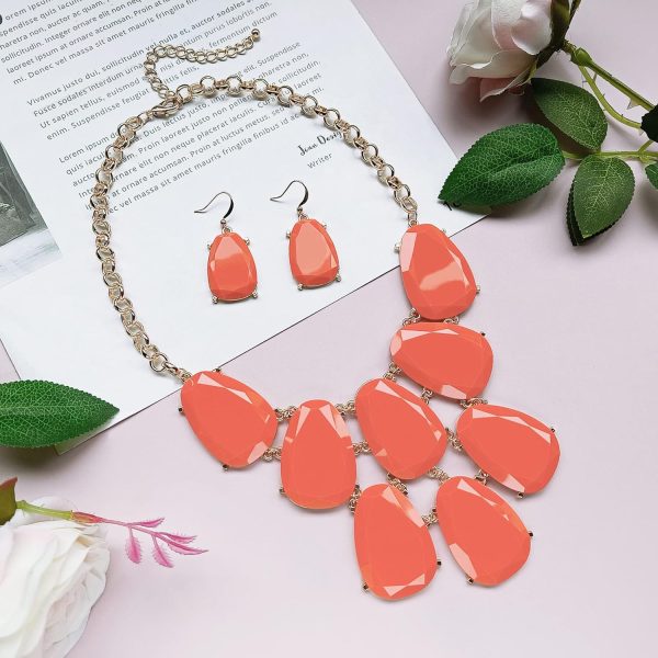 Firstmeet Chunky Bubble Statement Collar Necklace with Earrings for Women - Image 41