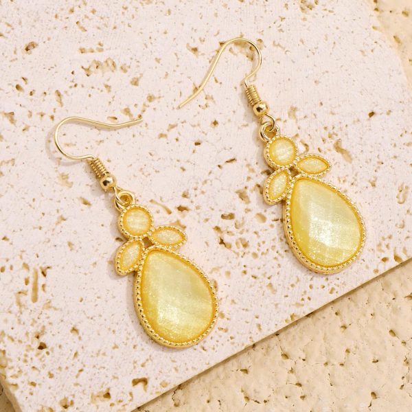 Firstmeet Shiny Resin Water Drop Collar Necklace with Earrings - Image 137