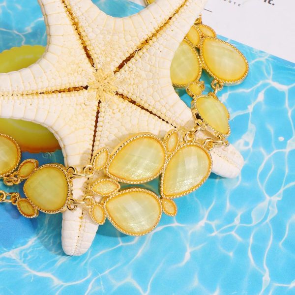 Firstmeet Shiny Resin Water Drop Collar Necklace with Earrings - Image 138