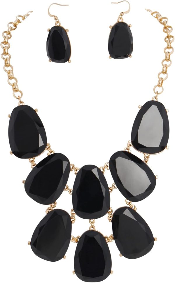 Firstmeet Chunky Bubble Statement Collar Necklace with Earrings for Women - Image 45