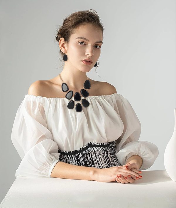 Firstmeet Chunky Bubble Statement Collar Necklace with Earrings for Women - Image 46