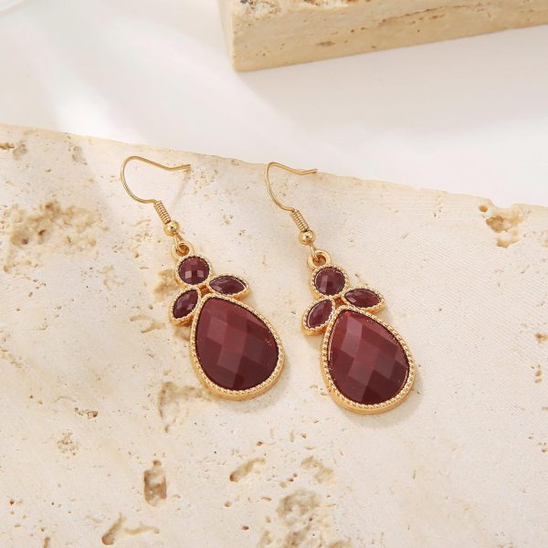 Firstmeet Shiny Resin Water Drop Collar Necklace with Earrings - Image 143