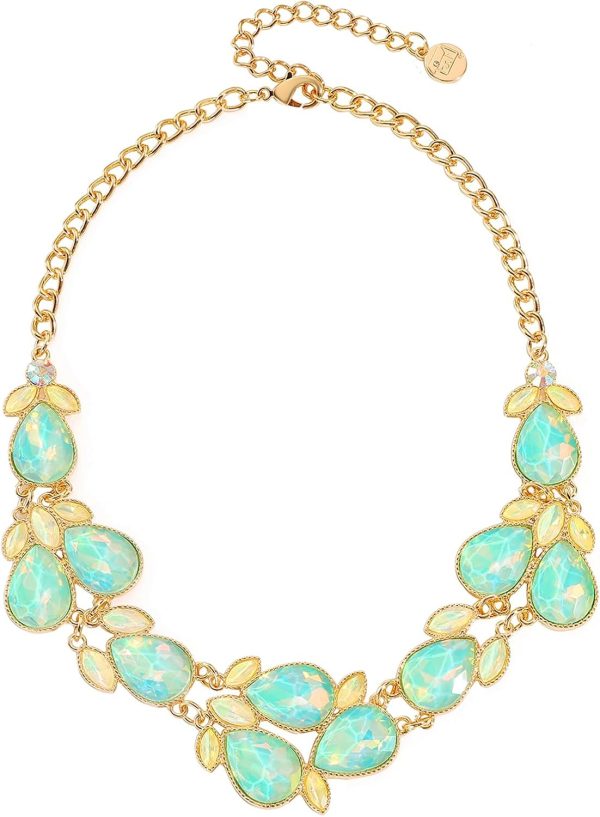 Firstmeet Shiny Resin Water Drop Collar Necklace with Earrings - Image 145