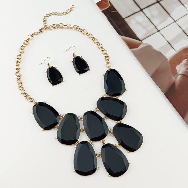 Firstmeet Chunky Bubble Statement Collar Necklace with Earrings for Women - Image 47