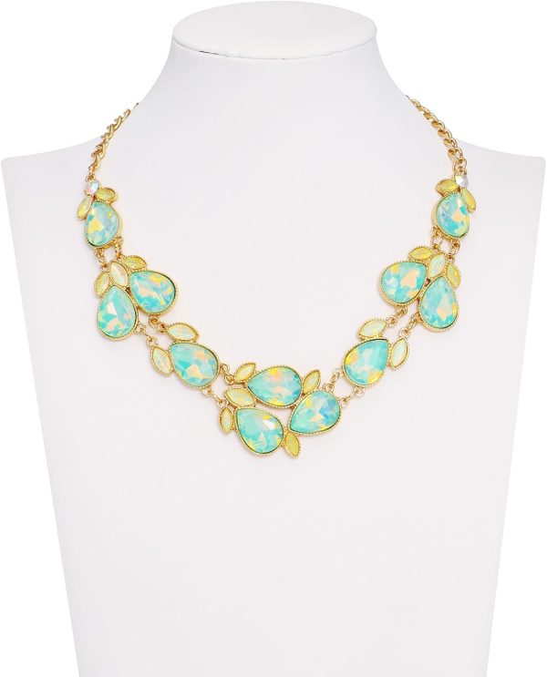 Firstmeet Shiny Resin Water Drop Collar Necklace with Earrings - Image 149