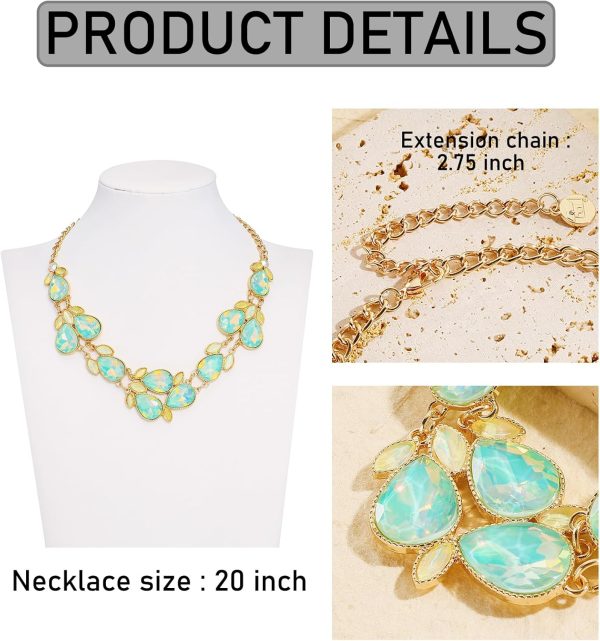 Firstmeet Shiny Resin Water Drop Collar Necklace with Earrings - Image 150