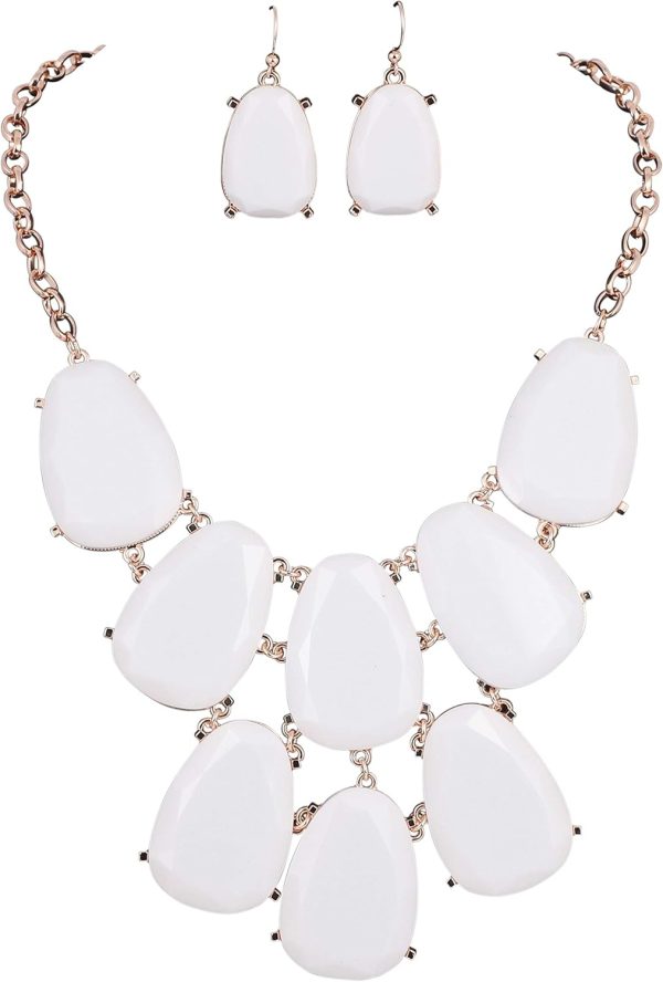 Firstmeet Chunky Bubble Statement Collar Necklace with Earrings for Women - Image 51
