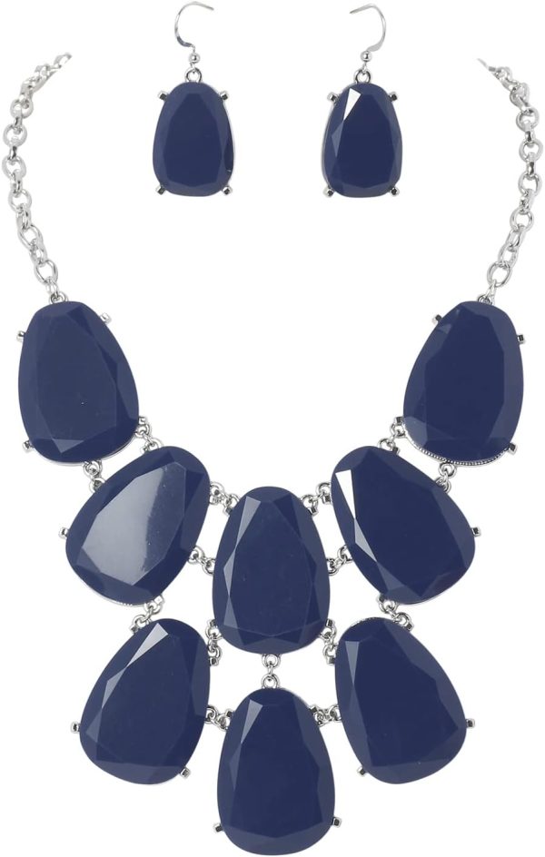 Firstmeet Chunky Bubble Statement Collar Necklace with Earrings for Women - Image 57
