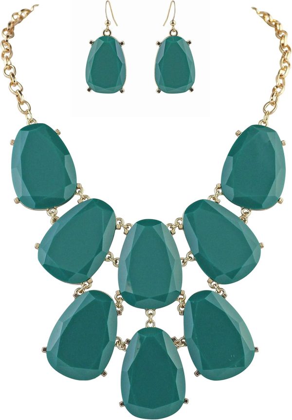 Firstmeet Chunky Bubble Statement Collar Necklace with Earrings for Women - Image 62