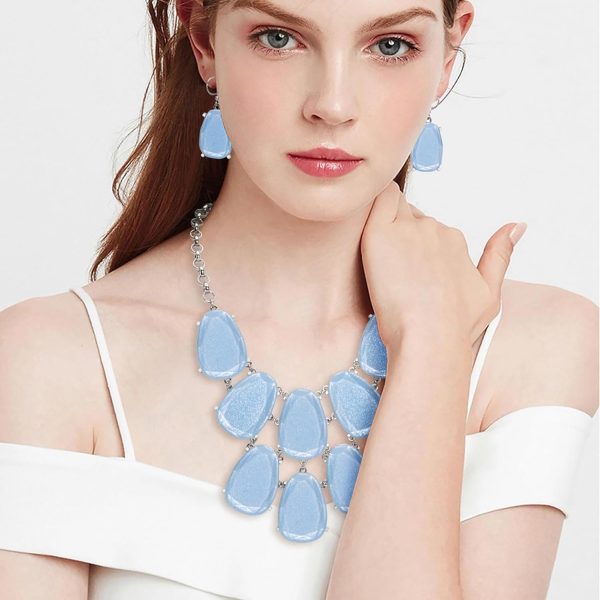 Firstmeet Chunky Bubble Statement Collar Necklace with Earrings for Women - Image 72