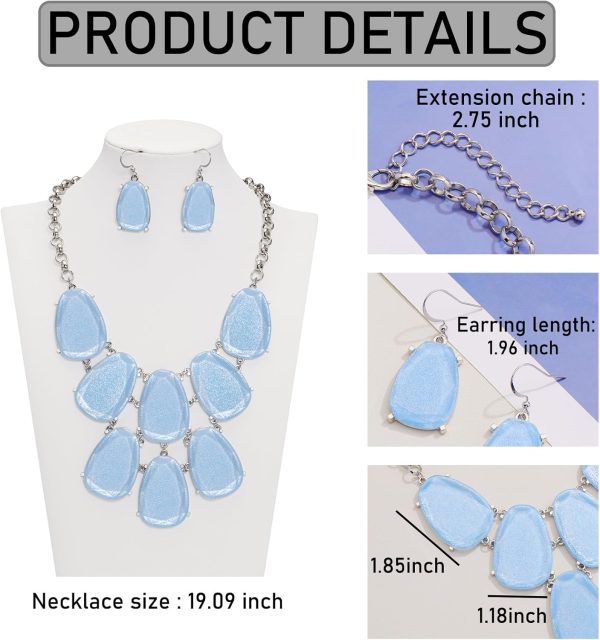 Firstmeet Chunky Bubble Statement Collar Necklace with Earrings for Women - Image 73