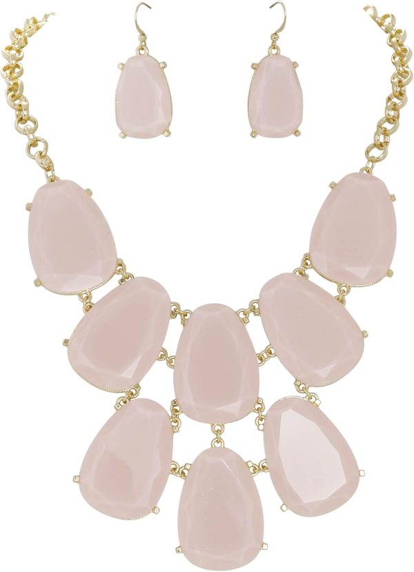Firstmeet Chunky Bubble Statement Collar Necklace with Earrings for Women - Image 74