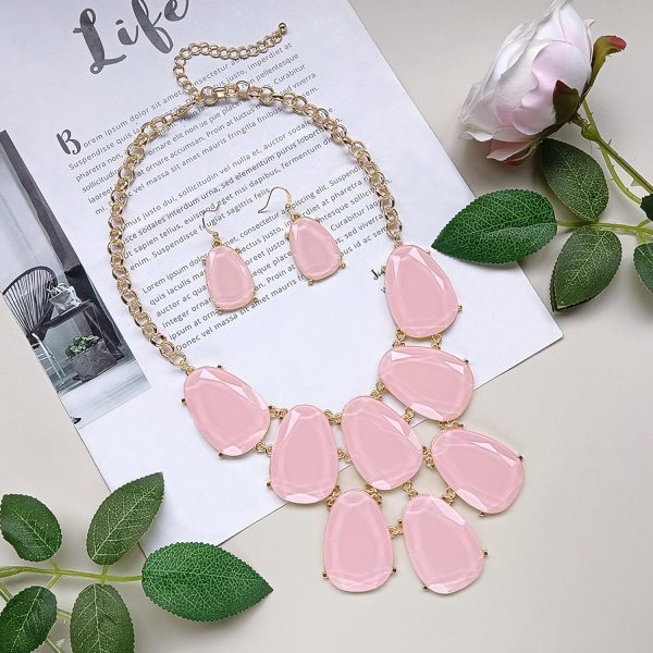 Firstmeet Chunky Bubble Statement Collar Necklace with Earrings for Women - Image 76