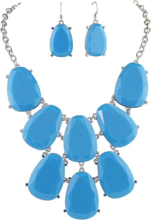 Firstmeet Chunky Bubble Statement Collar Necklace with Earrings for Women - Image 80