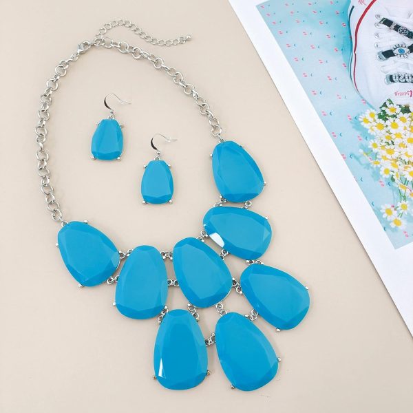 Firstmeet Chunky Bubble Statement Collar Necklace with Earrings for Women - Image 82