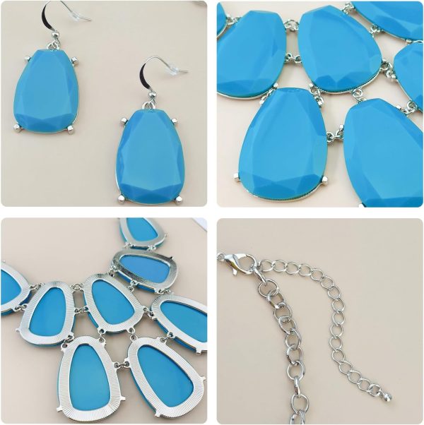 Firstmeet Chunky Bubble Statement Collar Necklace with Earrings for Women - Image 83