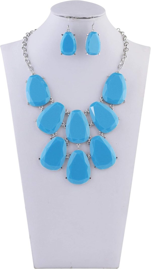 Firstmeet Chunky Bubble Statement Collar Necklace with Earrings for Women - Image 85