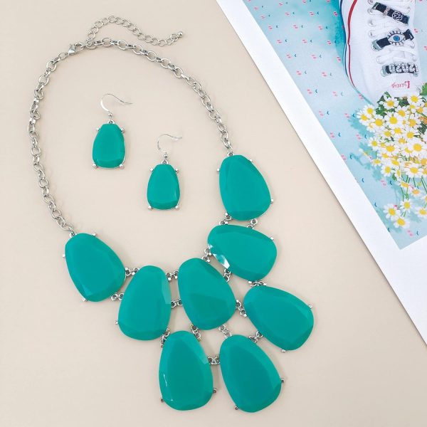 Firstmeet Chunky Bubble Statement Collar Necklace with Earrings for Women - Image 87