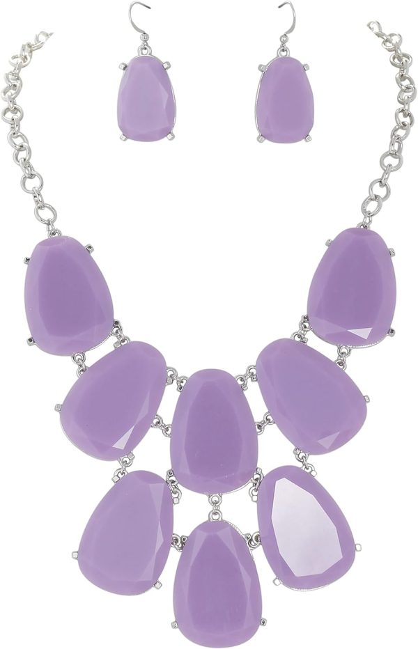 Firstmeet Chunky Bubble Statement Collar Necklace with Earrings for Women - Image 90