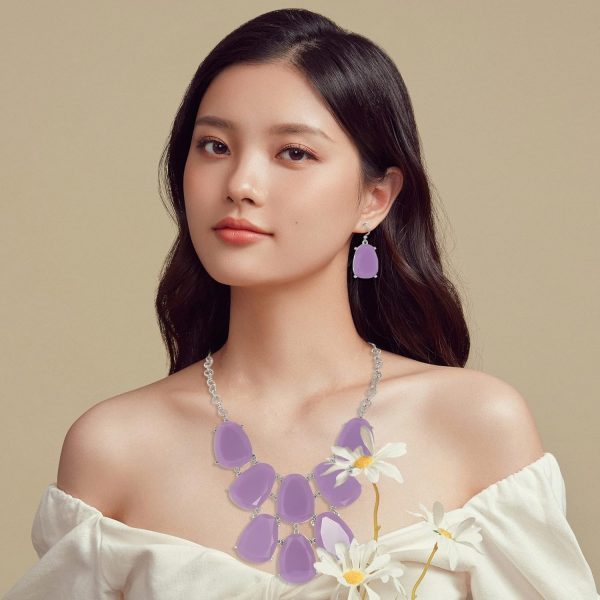 Firstmeet Chunky Bubble Statement Collar Necklace with Earrings for Women - Image 91