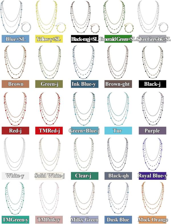 Firstmeet Long Chain Multi Layer Fashion Glass Beads Handmade Necklace with Bracelet for Women - Image 2