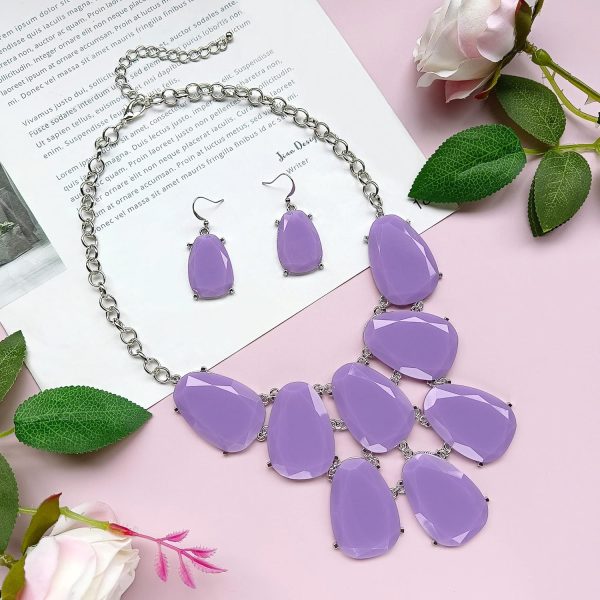 Firstmeet Chunky Bubble Statement Collar Necklace with Earrings for Women - Image 92