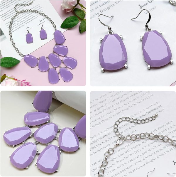 Firstmeet Chunky Bubble Statement Collar Necklace with Earrings for Women - Image 93